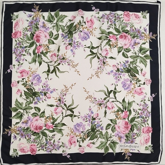 Yves Saint Laurent Accessories - Yves Saint Laurent Floral Scarf - Pink, Purple, Green, Black